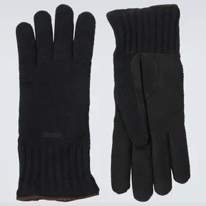 Luxury Leather-Trimmed Cashmere Winter Gloves for Women