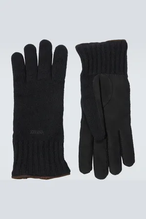 Luxury Leather-Trimmed Cashmere Winter Gloves for Women