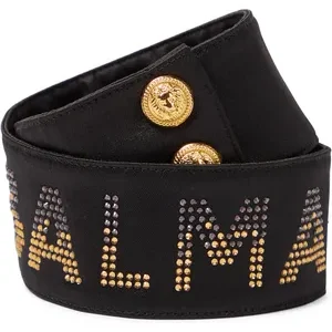 Women's Black Leather Embellished Belt, Size Medium, Studded Design