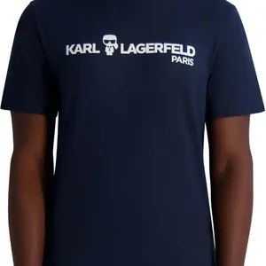 Men's Navy Crewneck T-Shirt with Printed Logo