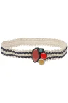 Women's Striped Raffia Belt: Fashionable Woven Accessory for Dresses and Jeans