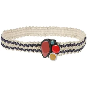 Women's Striped Raffia Belt: Fashionable Woven Accessory for Dresses and Jeans