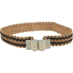 Women's Striped Raffia Belt - Woven Fabric, Summer Style, Adjustable Fit