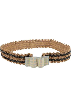 Women's Striped Raffia Belt - Woven Fabric, Summer Style, Adjustable Fit