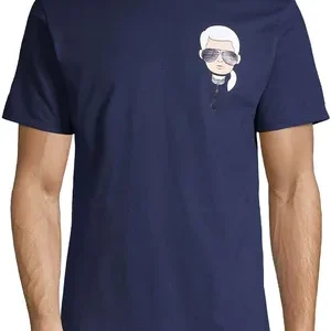 Men's Navy Crewneck Printed T-Shirt