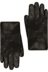 Dolce & Gabbana DG-Logo Embossed Black Leather Gloves for Men