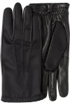 Women's Leather Panel Gloves with Logo Plaque
