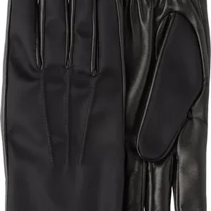 Women's Leather Panel Gloves with Logo Plaque