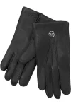 Appliqué-Logo Leather Gloves for Men/Women - Black/Brown Winter Driving Gloves