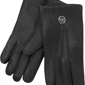Appliqué-Logo Leather Gloves for Men/Women - Black/Brown Winter Driving Gloves