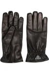Prada Triangle-Logo Black Leather Gloves for Men and Women