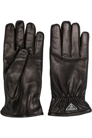 Prada Triangle-Logo Black Leather Gloves for Men and Women 1 Prada Triangle-Logo Black Leather Gloves for Men and Women