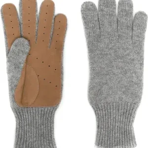 Leather-Trim Cashmere Winter Gloves