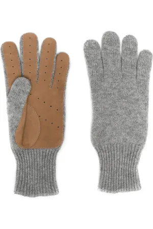 Leather-Trim Cashmere Winter Gloves 1 Leather-Trim Cashmere Winter Gloves