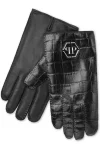 Crocodile-Effect Leather Gloves for Men and Women