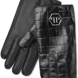 Crocodile-Effect Leather Gloves for Men and Women