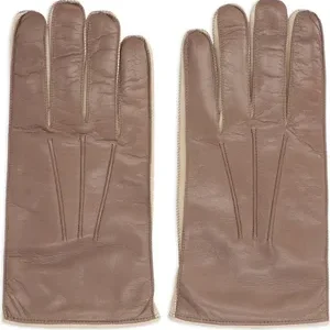 Moorer Clifton Brown Calf Leather Gloves with Stitching Detail