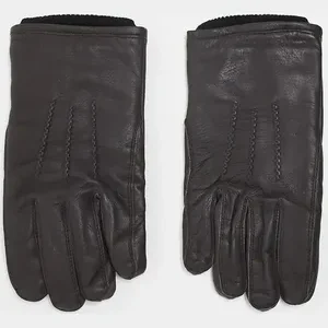 Leather Gloves for Winter, Black, Small