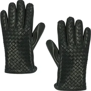 Soft Nappa Intrecciato Leather Gloves for Women/Men - Handcrafted, Designer Style