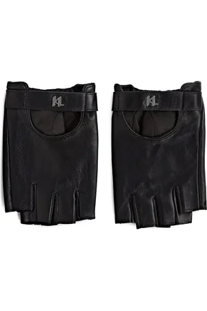 KARL LAGERFELD K/Monogram Fingerless Leather Gloves - Luxurious Goat Leather Accessory