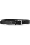 Men's Black Leather Logo Buckle Belt