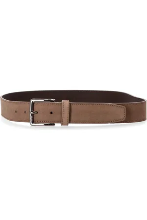 Men's Leather Belt with Logo Buckle - Durable & Stylish