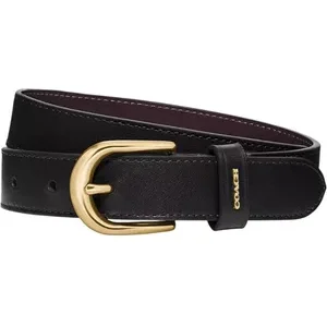 Women's Logo Buckle Belt - Faux Leather, Adjustable Strap