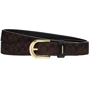 Women's Leather Signature Buckle Belt, Black