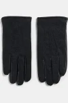 Men's Charcoal Felted Real Leather Gloves - ASOS DESIGN