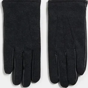 Men's Charcoal Felted Real Leather Gloves - ASOS DESIGN