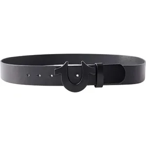 Men's Leather Belt with Unique Horseshoe Buckle