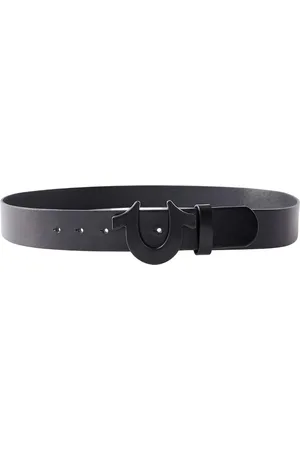 Men's Leather Belt with Unique Horseshoe Buckle